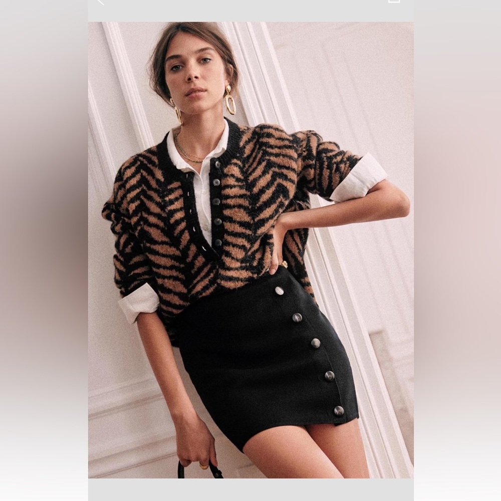 Sézane Black Romane knit mini skirt